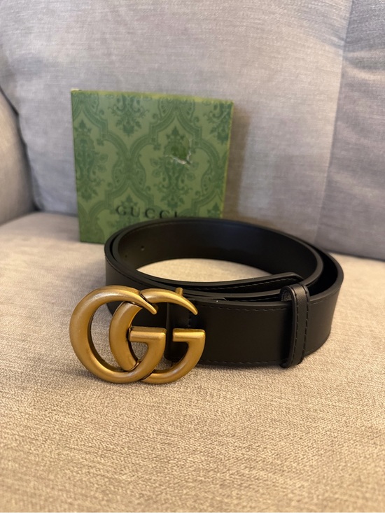 Gucci Other - Gucci Belt Black GG Marmont Wide Belt With Shiny Buckle Men Size 100